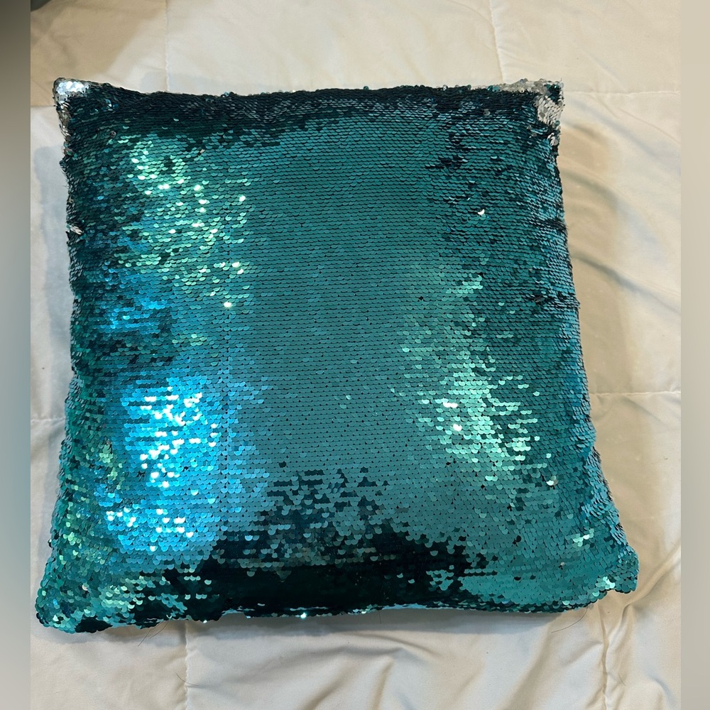 Blue/Silver Decorative Sequin Pillow